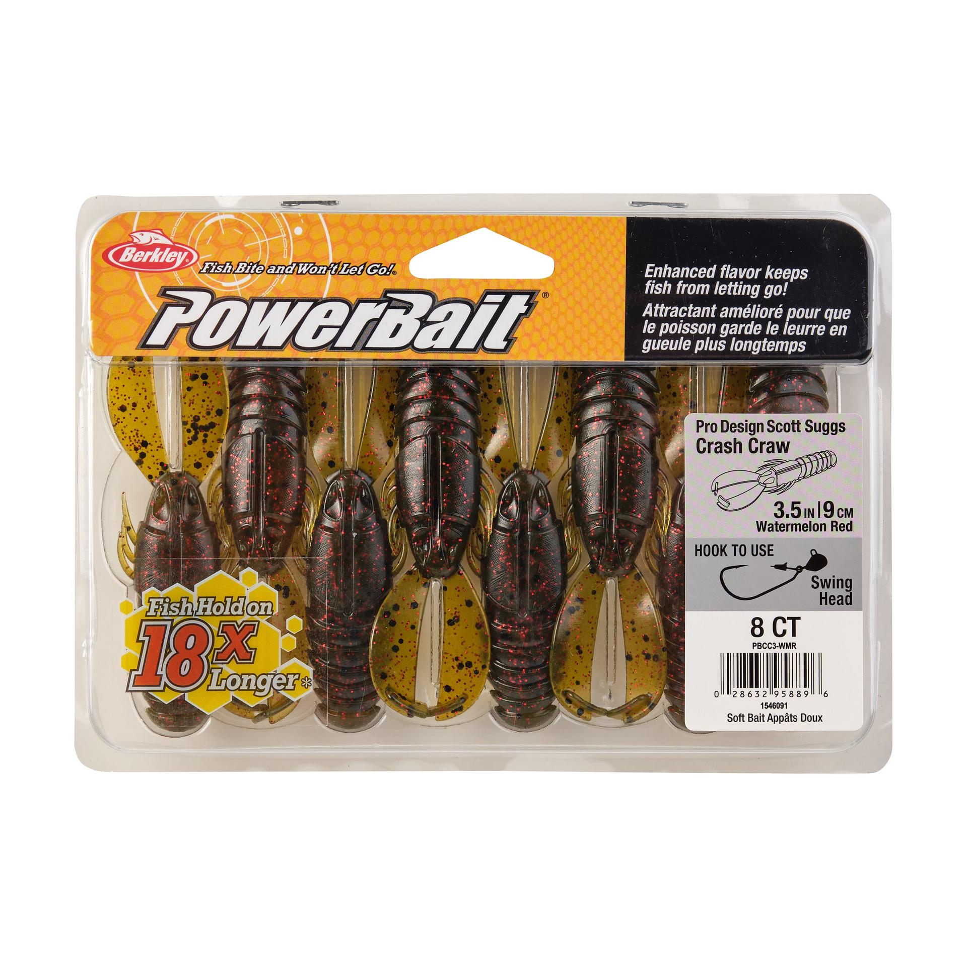 PowerBaitCrashCraw WtrmlnRed 3.5in PKG | Berkley Fishing