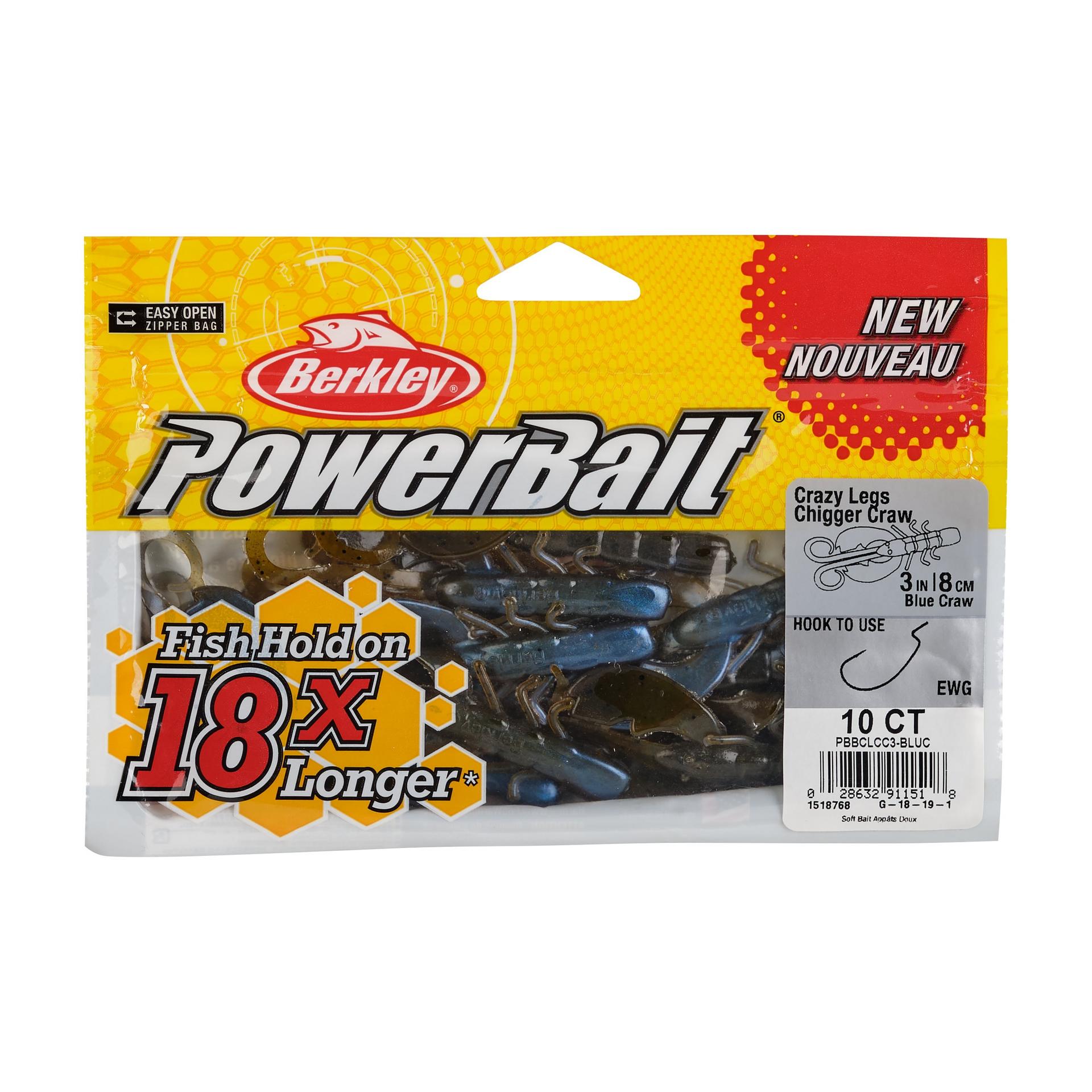 PowerBaitCrazyLegsChiggerCraw BlueCraw 3in PKG | Berkley Fishing