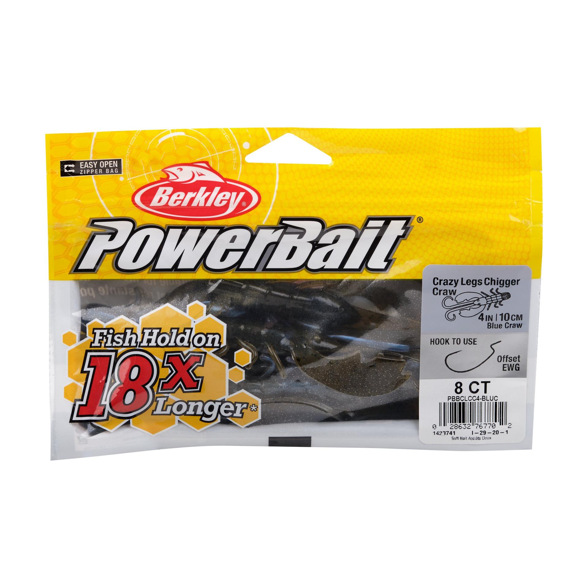 PowerBaitCrazyLegsChiggerCraw BlueCraw 4in PKG | Berkley Fishing