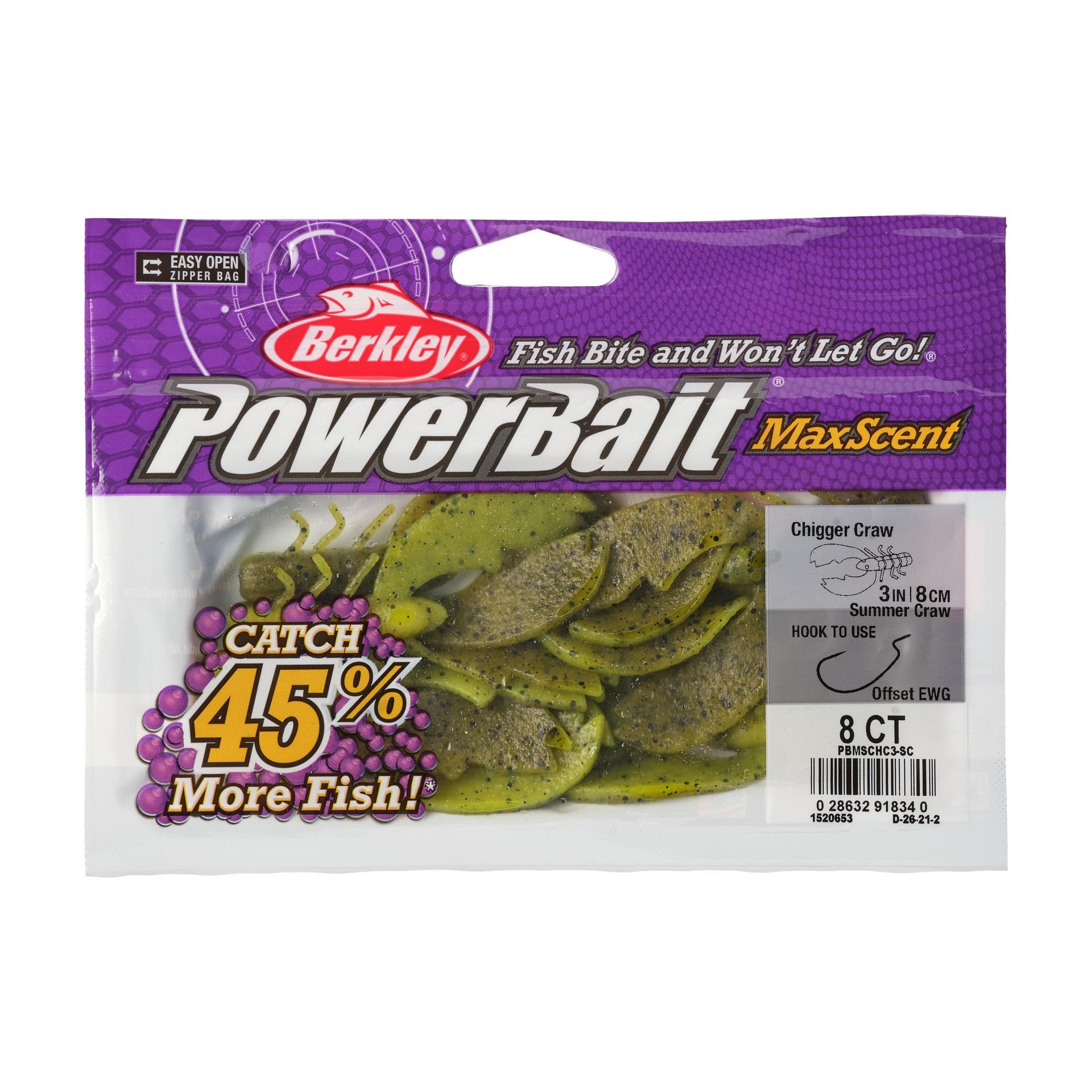 PowerBaitMaxScentChiggerCraw SummerCraw 3in PKG | Berkley Fishing