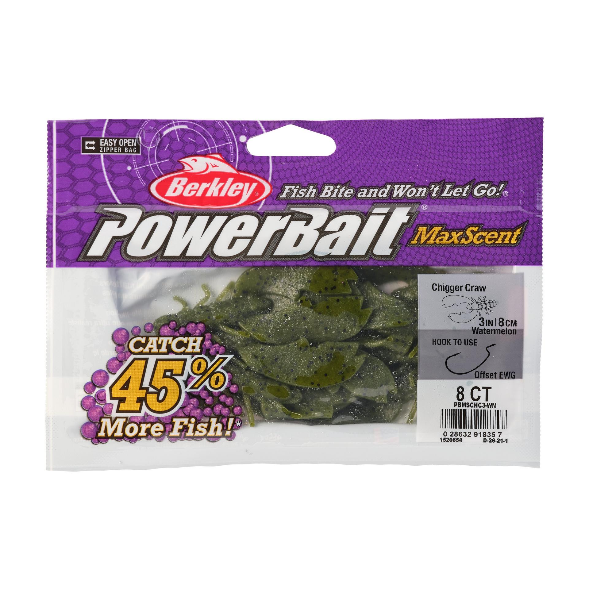 PowerBaitMaxScentChiggerCraw Wtrmln 3in PKG | Berkley Fishing