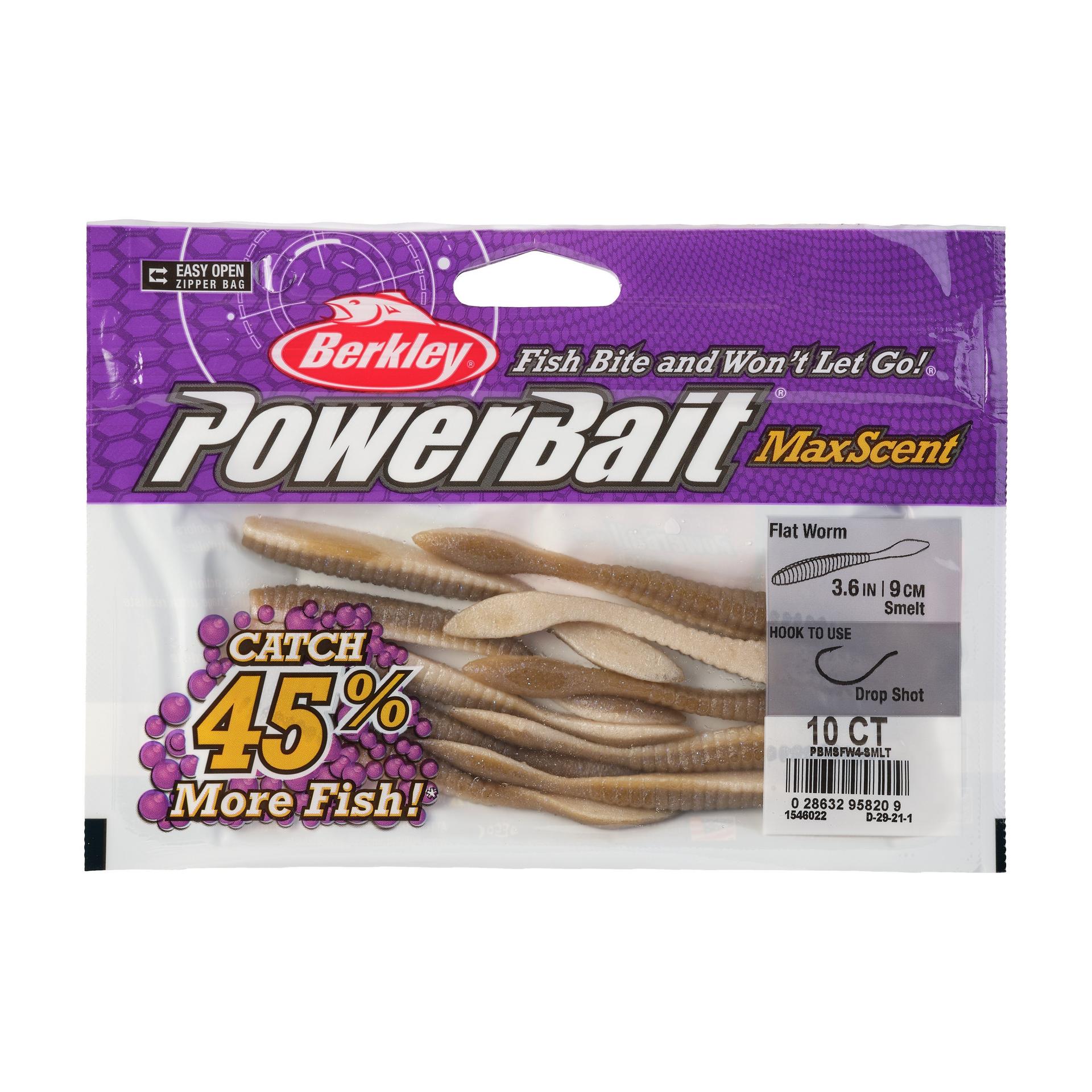 PowerBaitMaxScentFlatWorm Smelt 3.6in PKG | Berkley Fishing