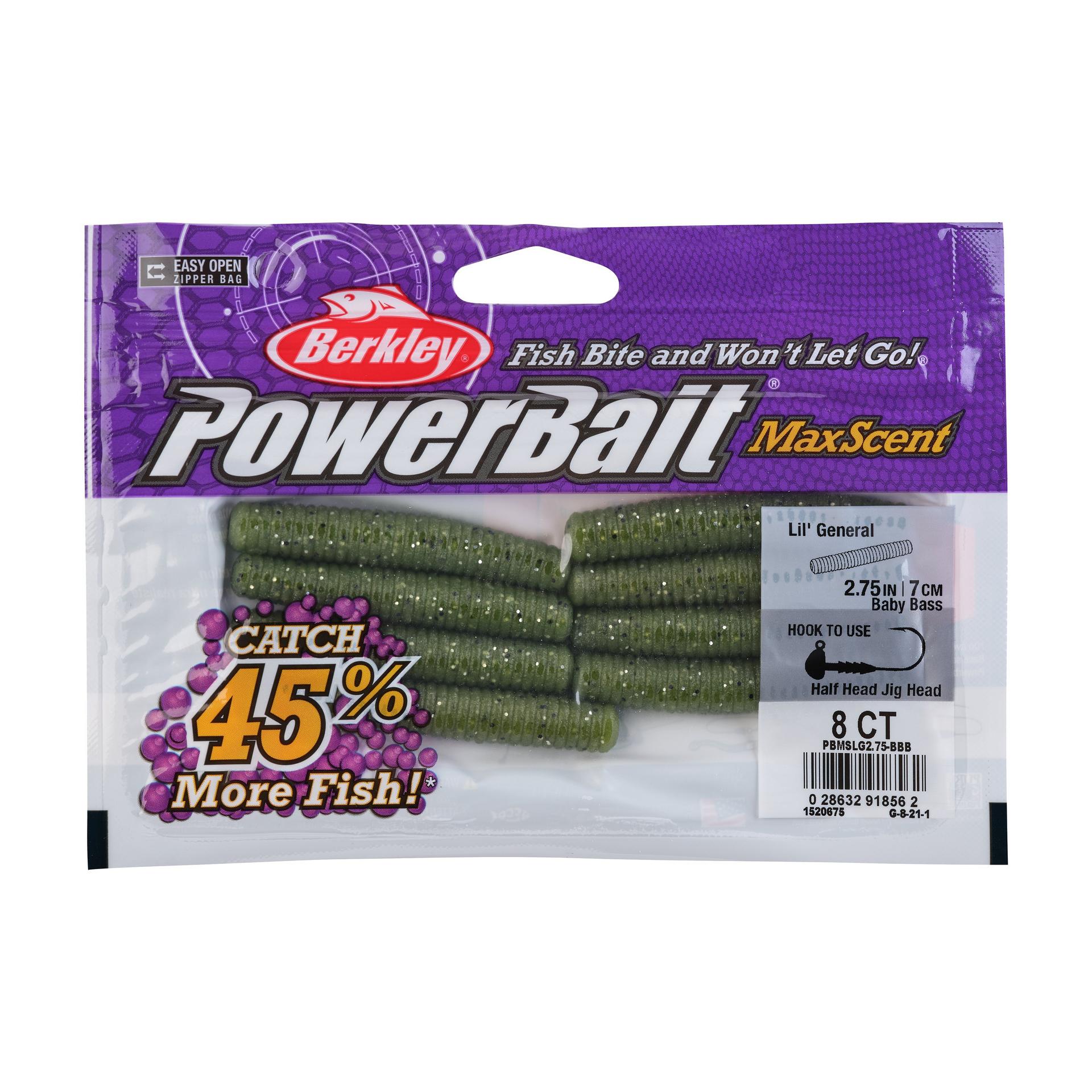 PowerBaitMaxScentLilGeneral BabyBass 2.75in PKG | Berkley Fishing