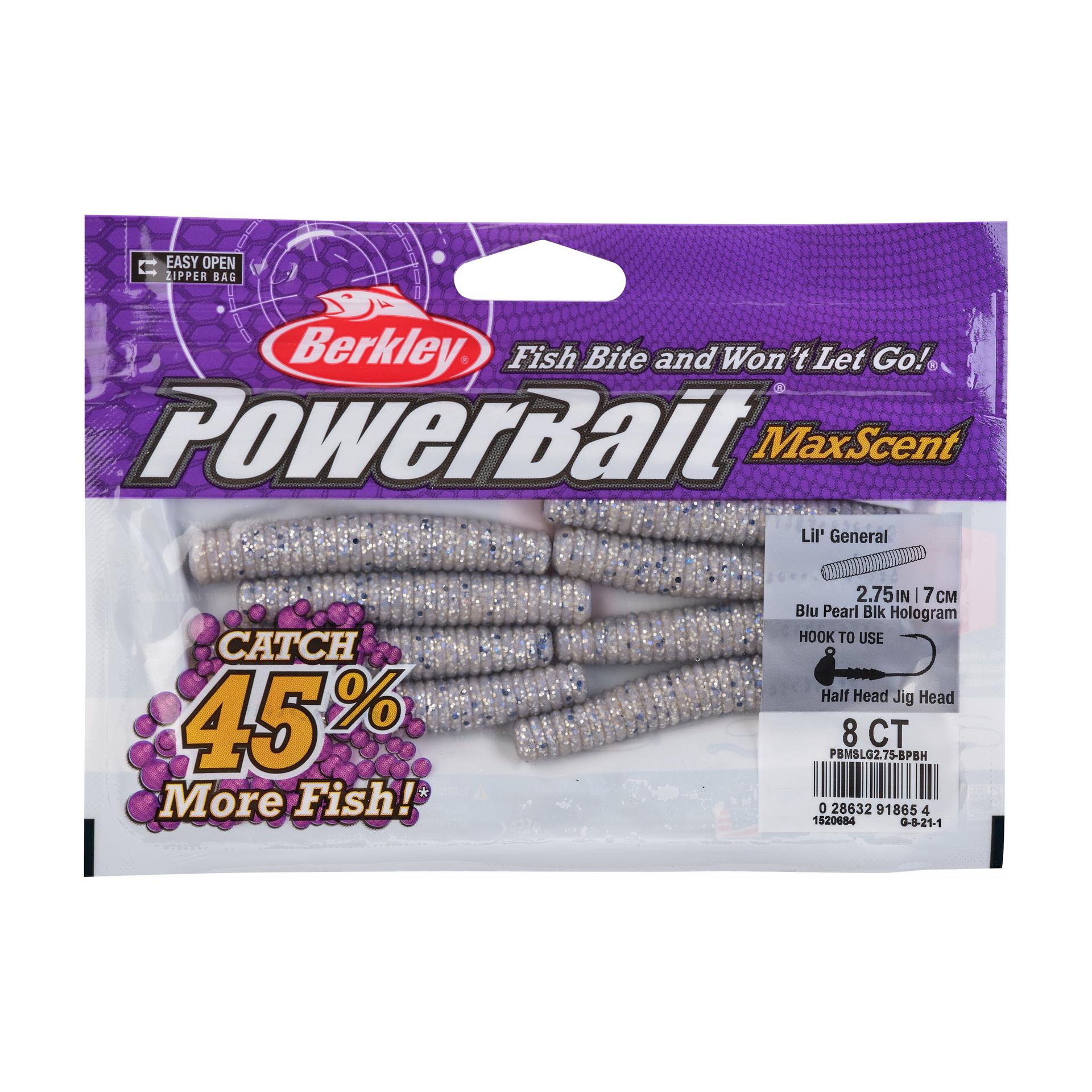 PowerBaitMaxScentLilGeneral BluePearlBlackHolo 2.75in PKG | Berkley Fishing