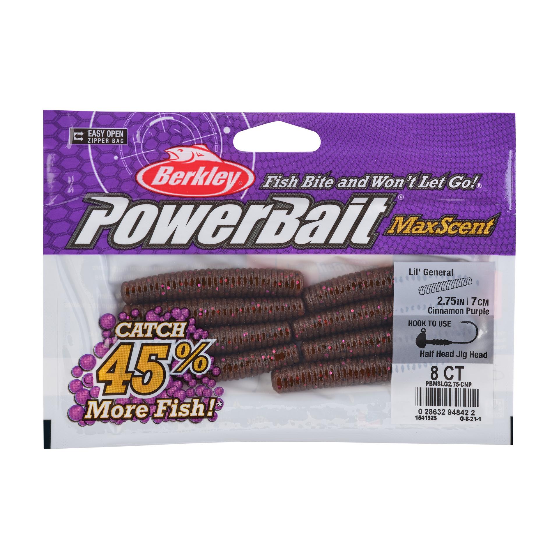 PowerBaitMaxScentLilGeneral CinnamonPurple 2.75in PKG | Berkley Fishing