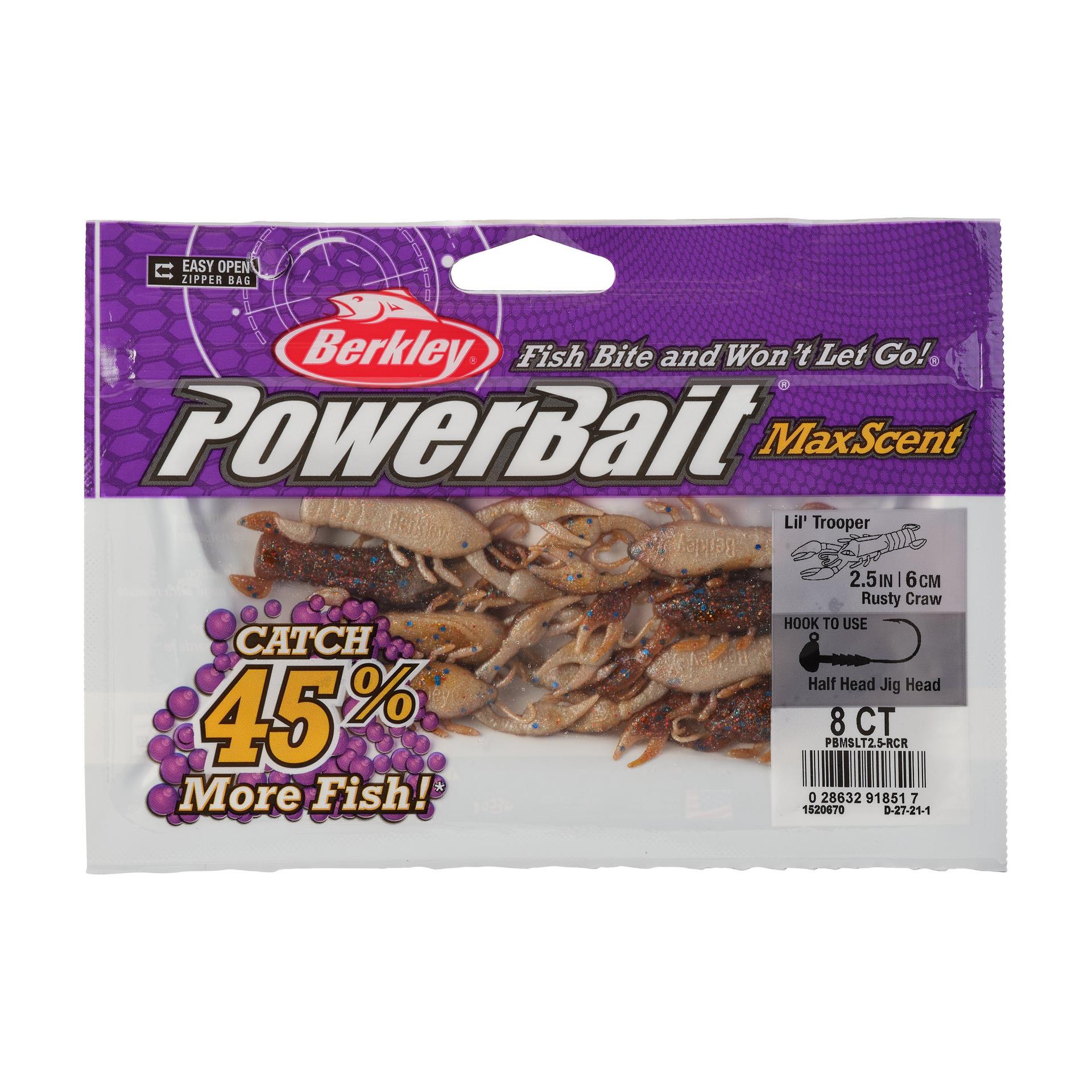 PowerBaitMaxScentLilTrooper RustyCraw 2.5in PKG | Berkley Fishing