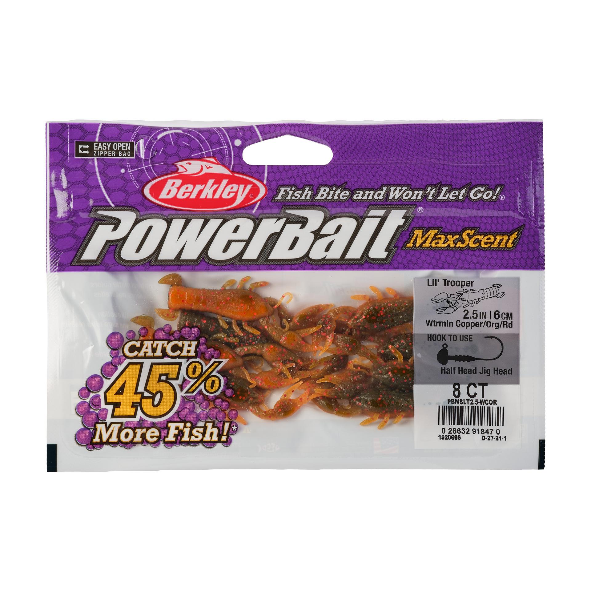 PowerBaitMaxScentLilTrooper WtrmlnCopperOrangeRd 2.5in PKG | Berkley Fishing