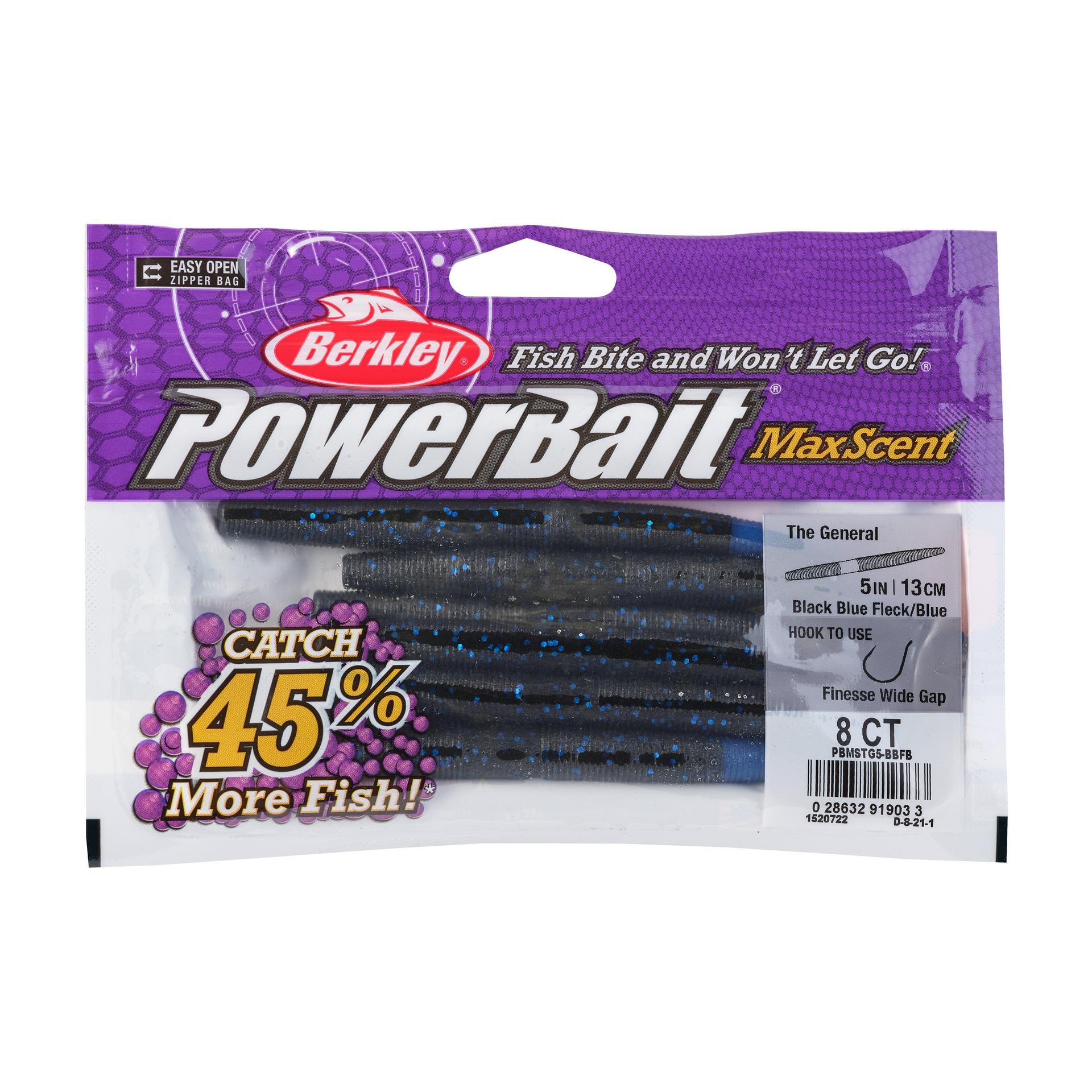 PowerBaitMaxScentTheGeneral BlackBlueFleckBlue 5in PKG | Berkley Fishing