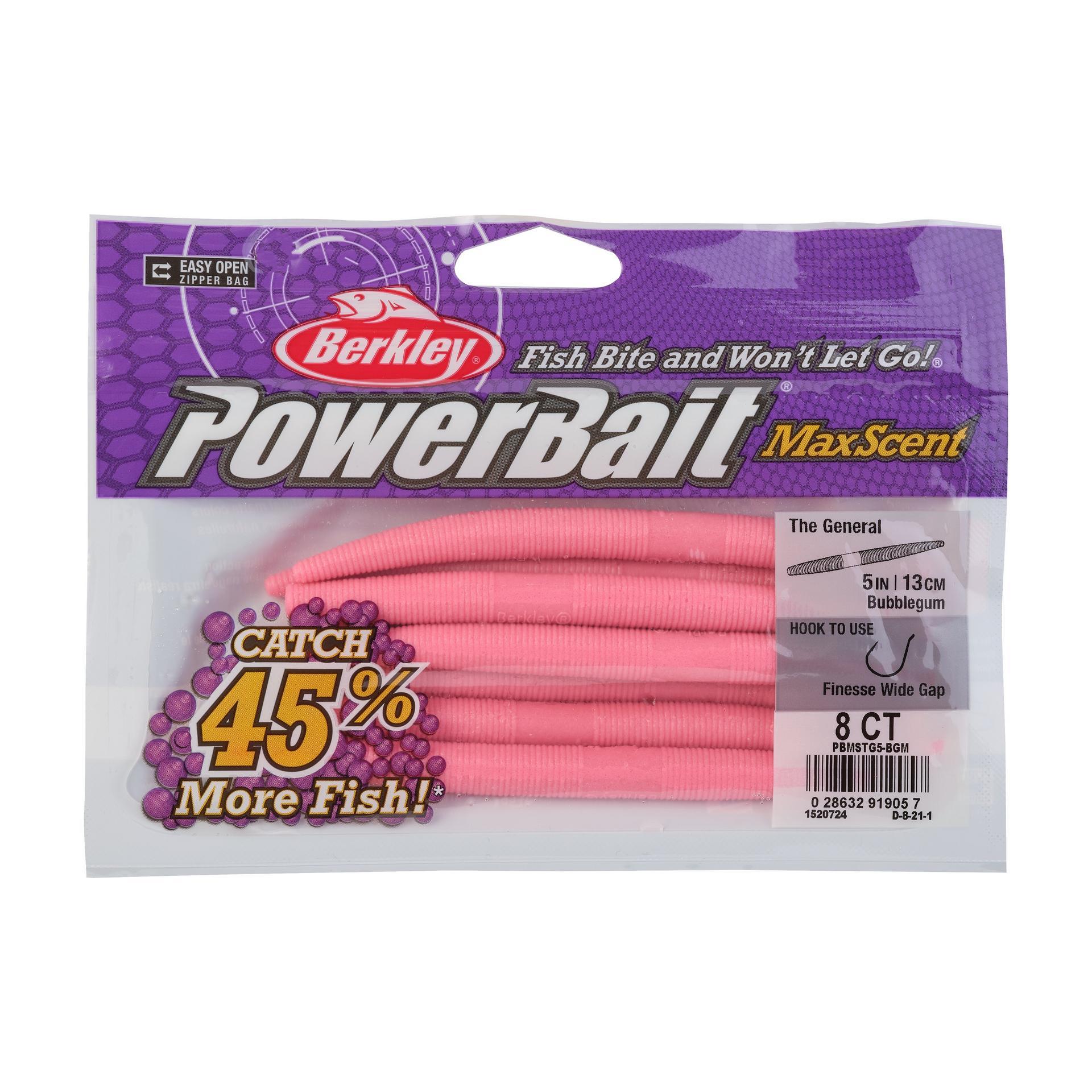 PowerBaitMaxScentTheGeneral Bubblegum 5in PKG | Berkley Fishing