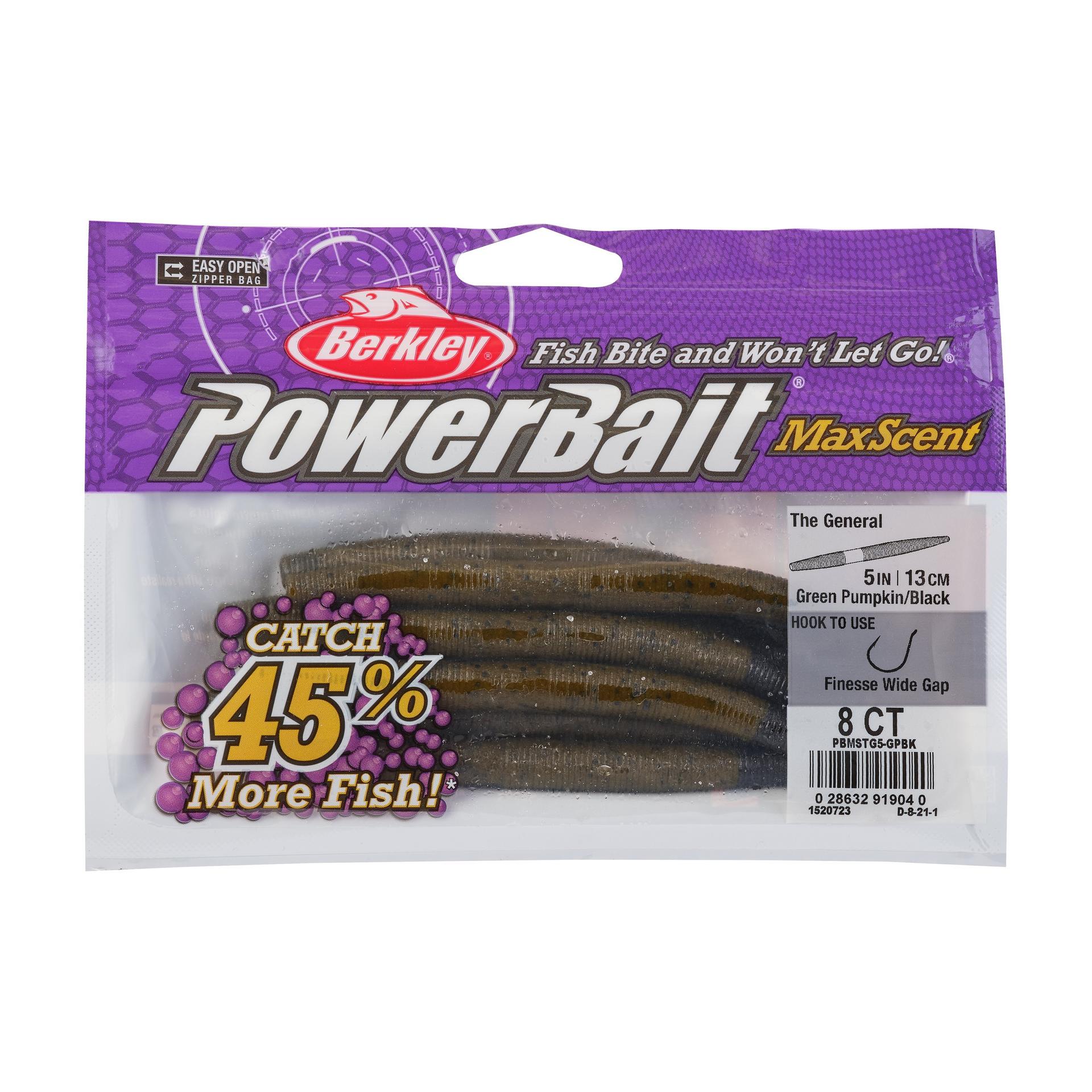 PowerBaitMaxScentTheGeneral GreenPumpkinBlack 5in PKG | Berkley Fishing