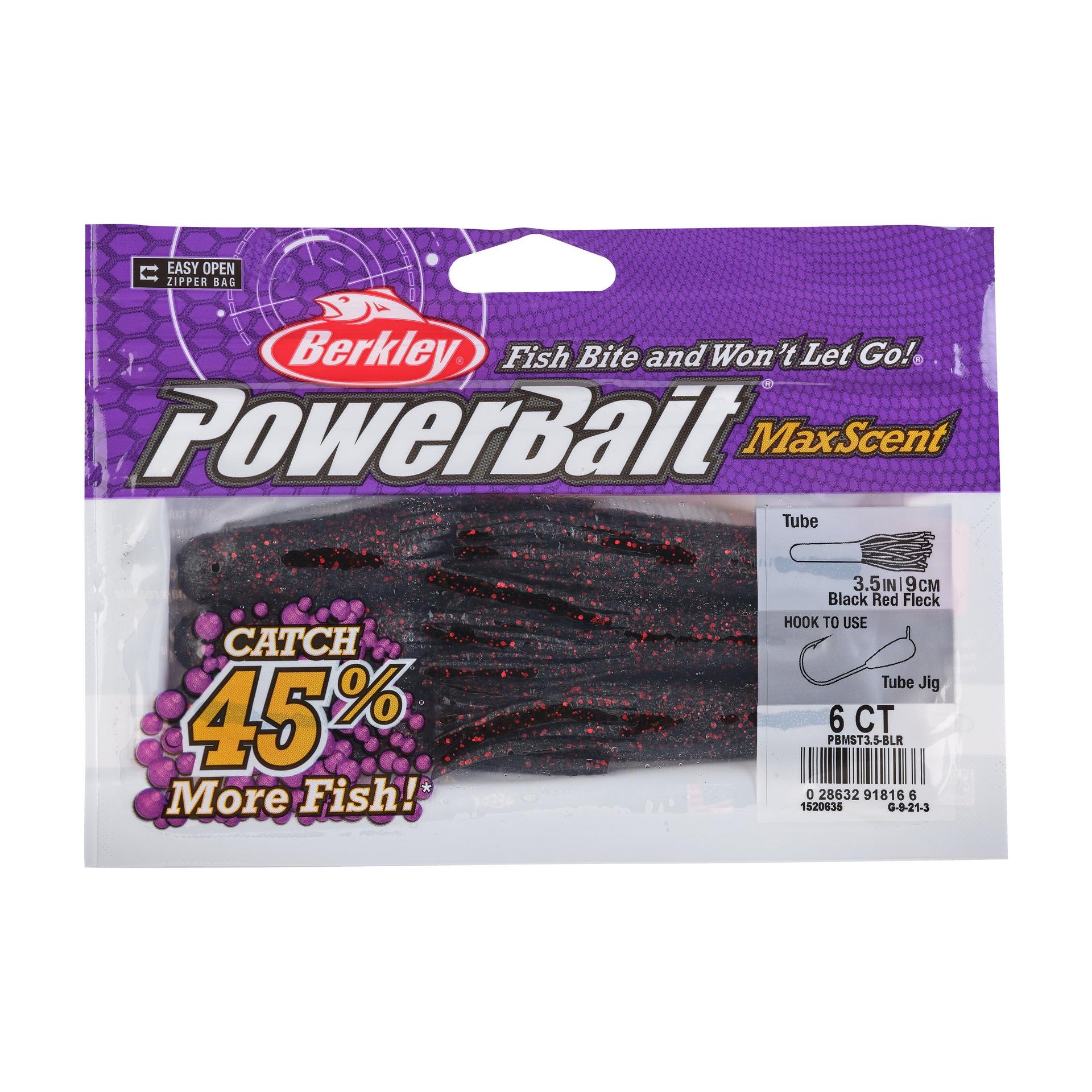 PowerBaitMaxScentTube BlackRedFleck 3.5in PKG | Berkley Fishing