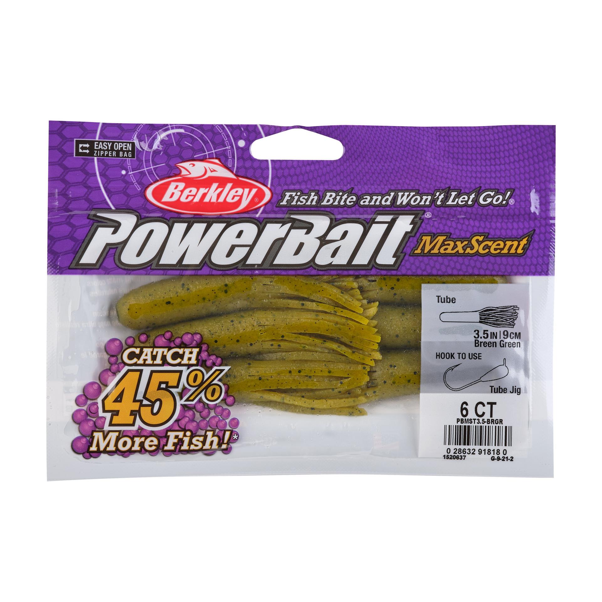 PowerBaitMaxScentTube BreenGreen 3.5in PKG | Berkley Fishing