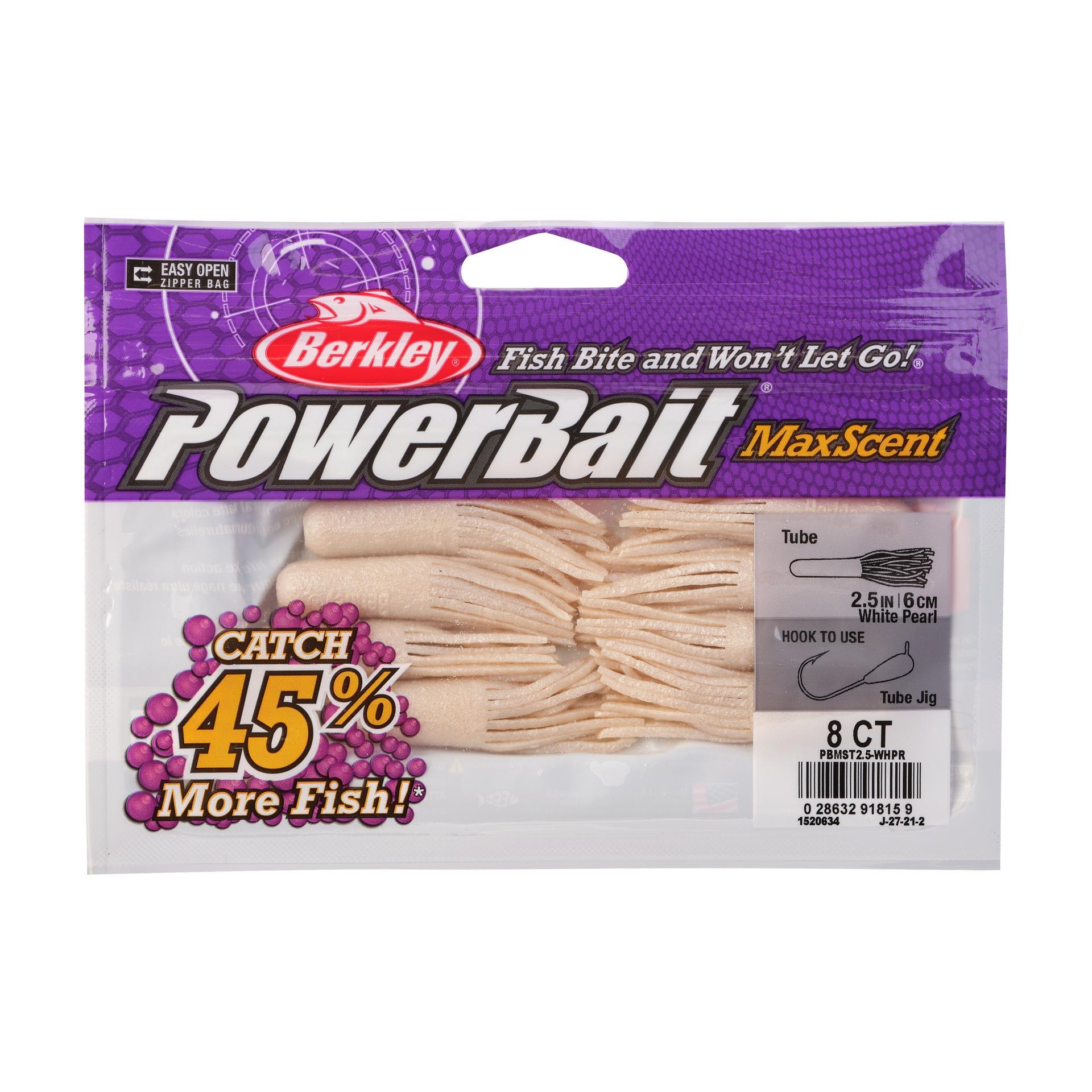 PowerBaitMaxScentTube WhitePearl 2.5in PKG | Berkley Fishing