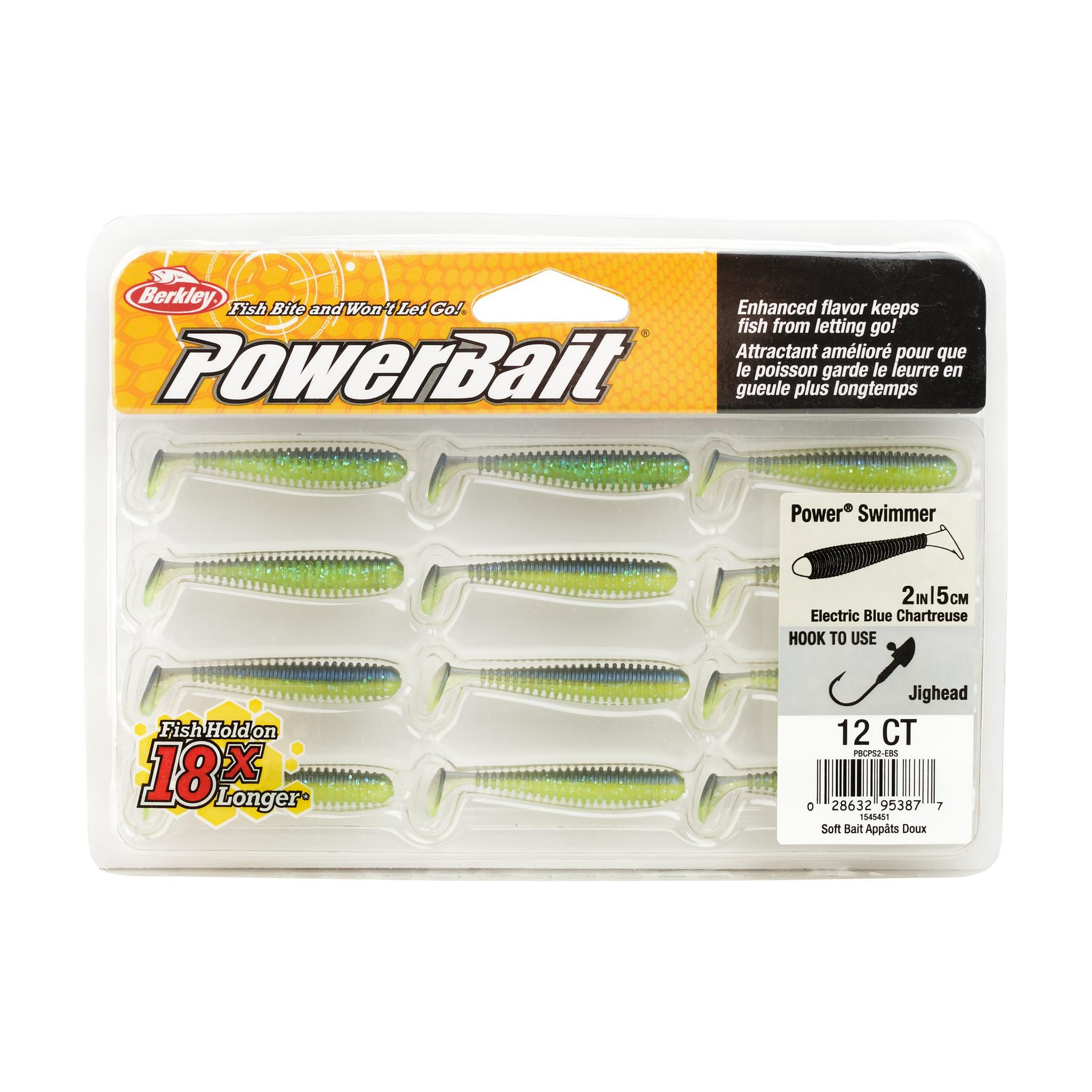 PowerBaitPowerSwimmer ElectricBlueChartreuse 2in PKG | Berkley Fishing