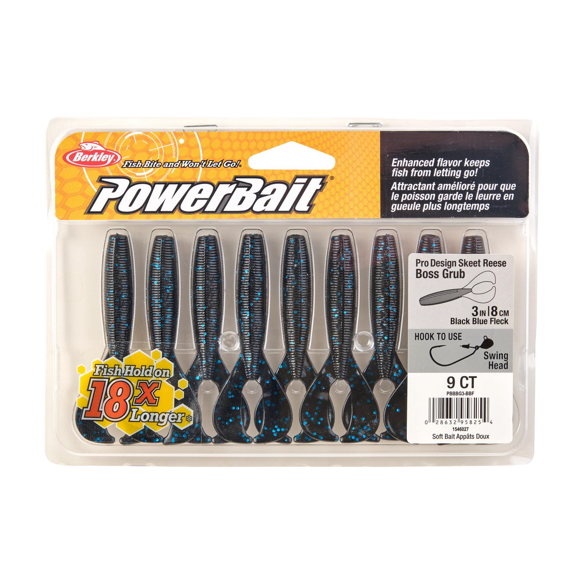 PowerBaitTheBossGrub BlackBlueFleck 3in PKG | Berkley Fishing