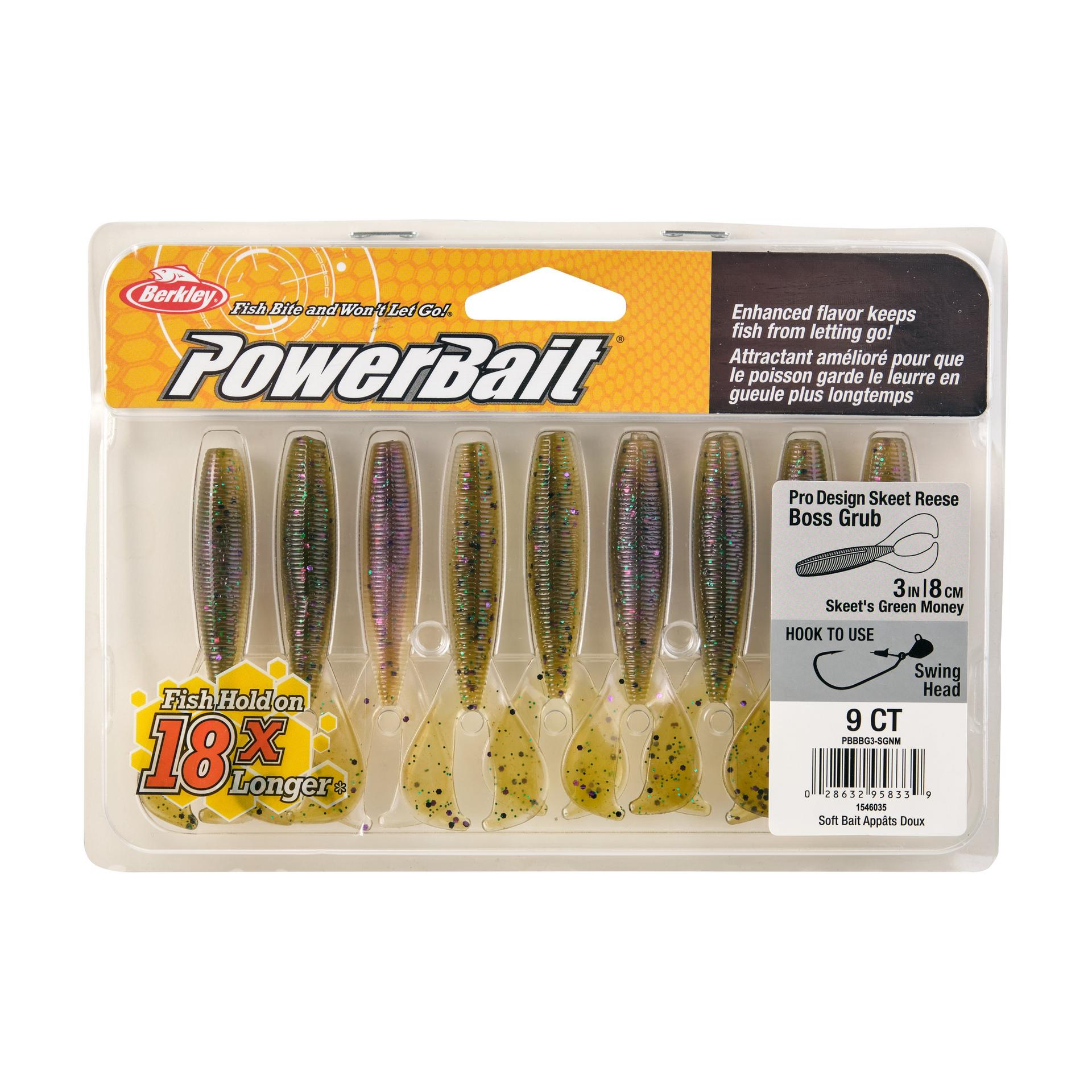 PowerBaitTheBossGrub SkeetsGreenMoney 3in PKG | Berkley Fishing