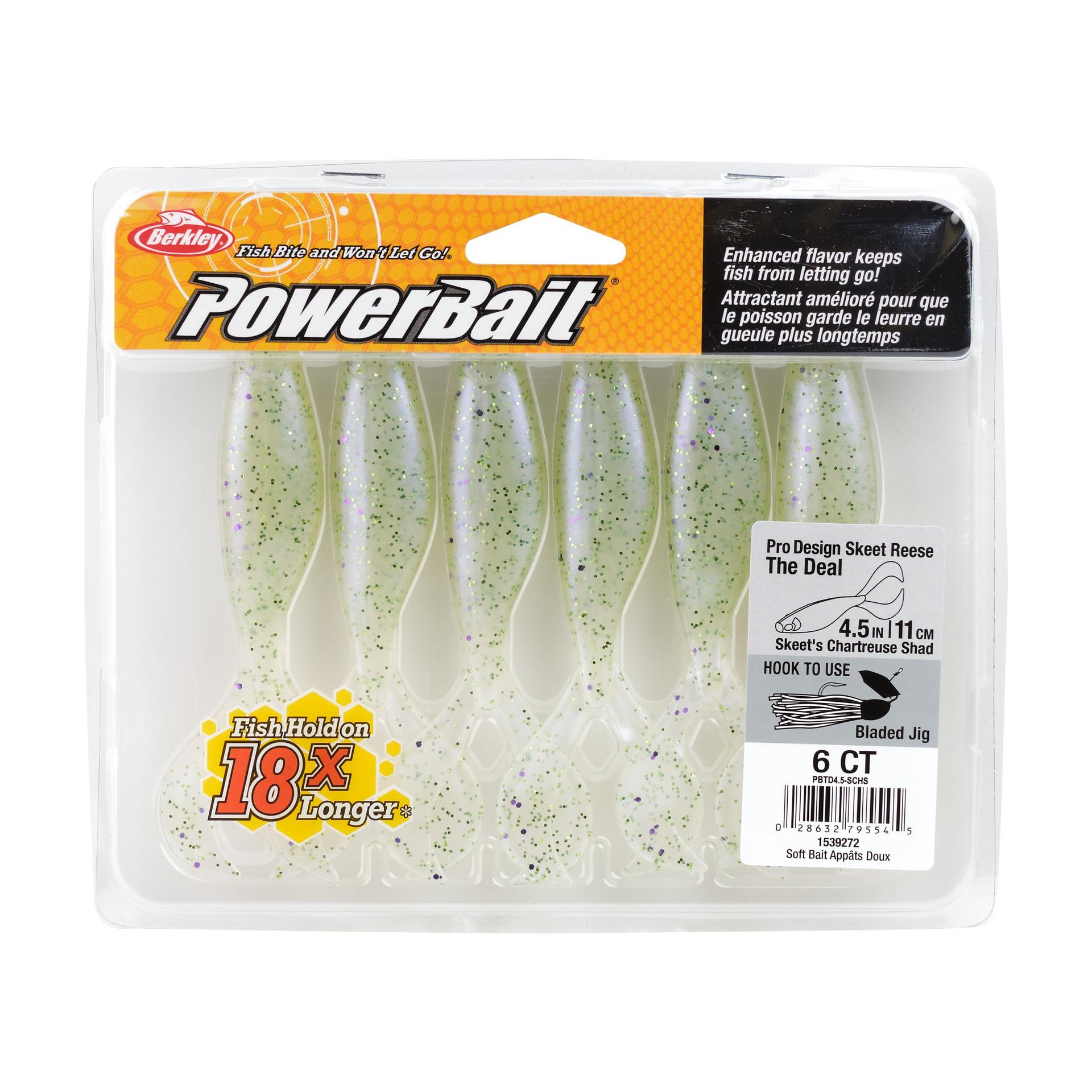 PowerBaitTheDeal SkeetsChartreuseShad 4.5in PKG | Berkley Fishing