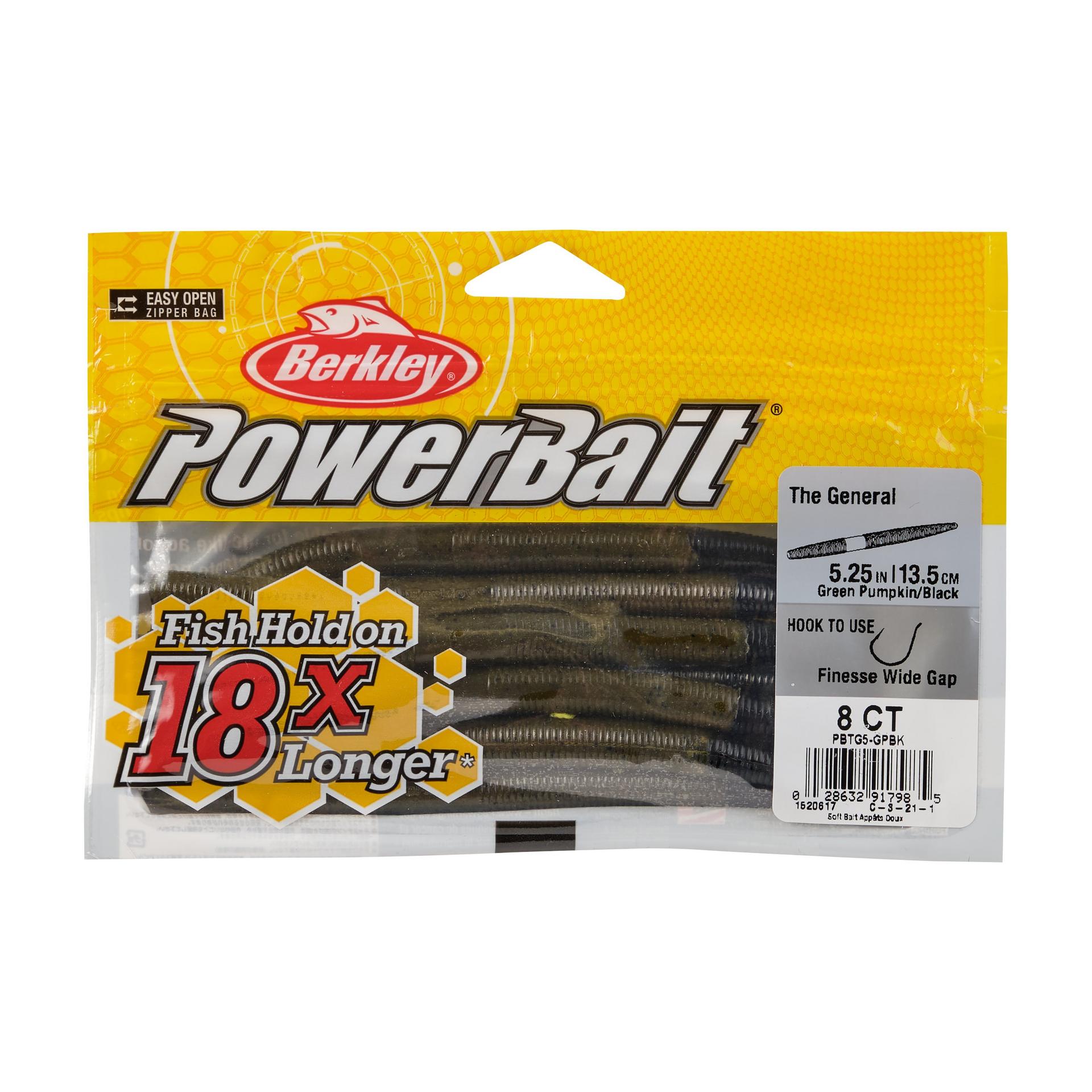 PowerBaitTheGeneral GreenPumpkinBlack 5in PKG | Berkley Fishing